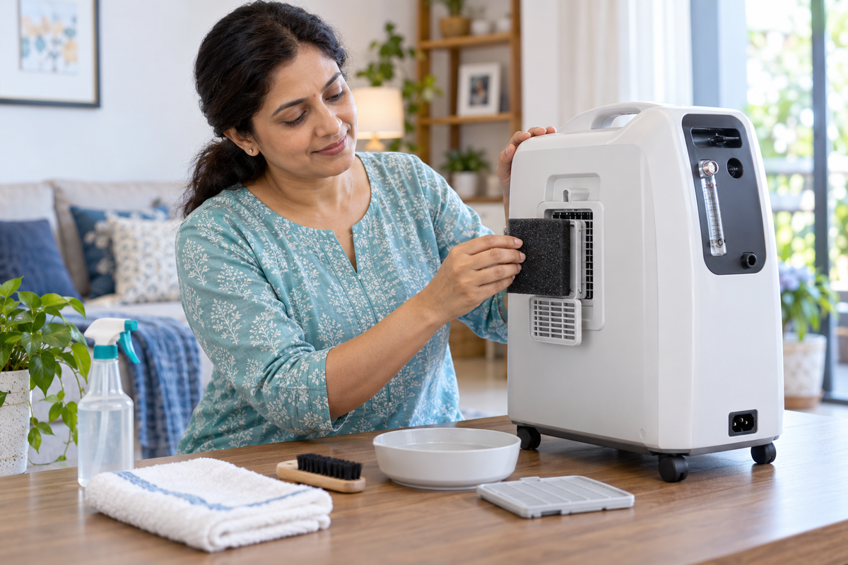 Home oxygen concentrator filter maintenance