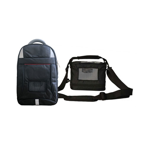 The Oxymed P2 Portable Oxygen Concentrator includes a convenient backpack and shoulder carry bag for easy travel.