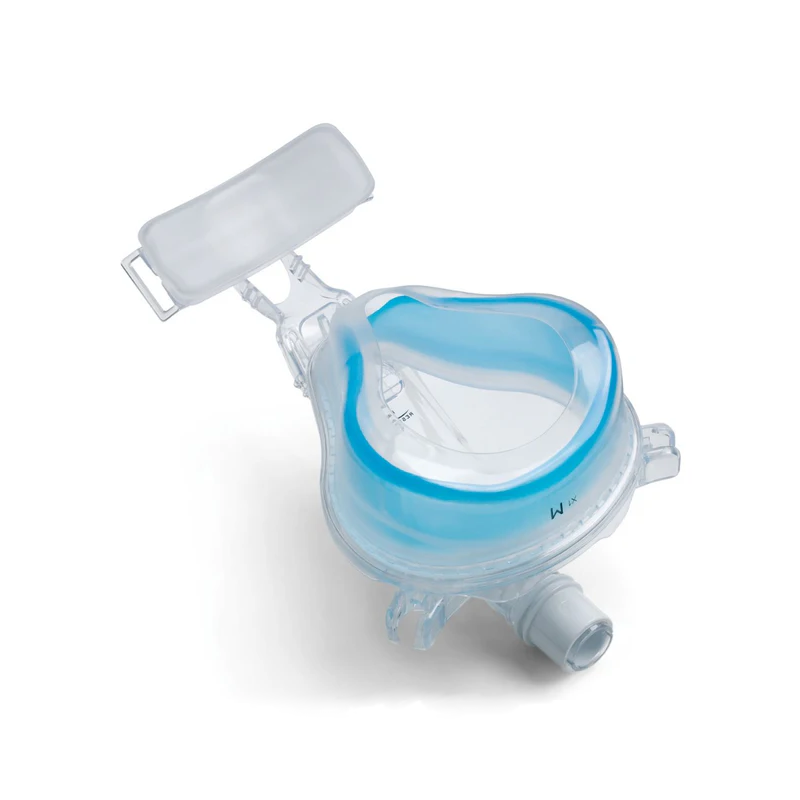 Inside view of the Philips Respironics TrueBlue Full Face Mask showing the gel cushion and the flap.