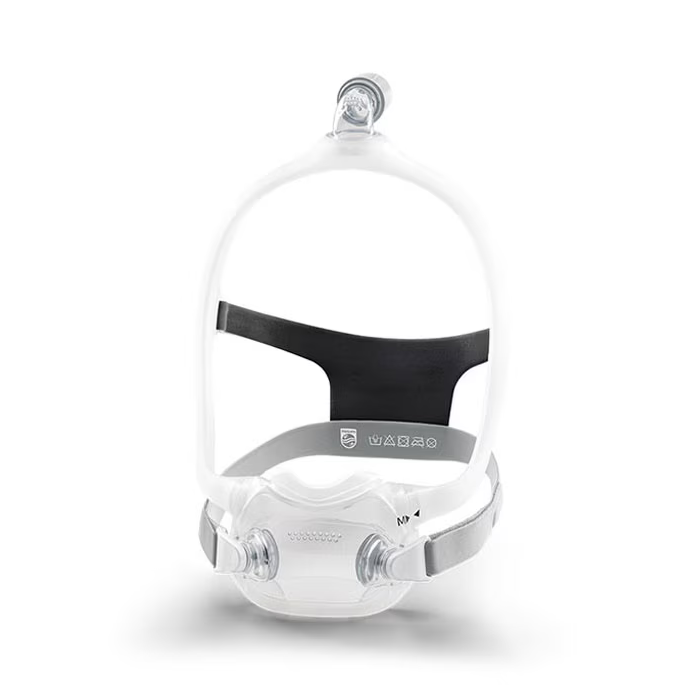 Philips Respironics DreamWear Full Face mask with under-the-nose cushion creates an effective seal while minimising contact points.
