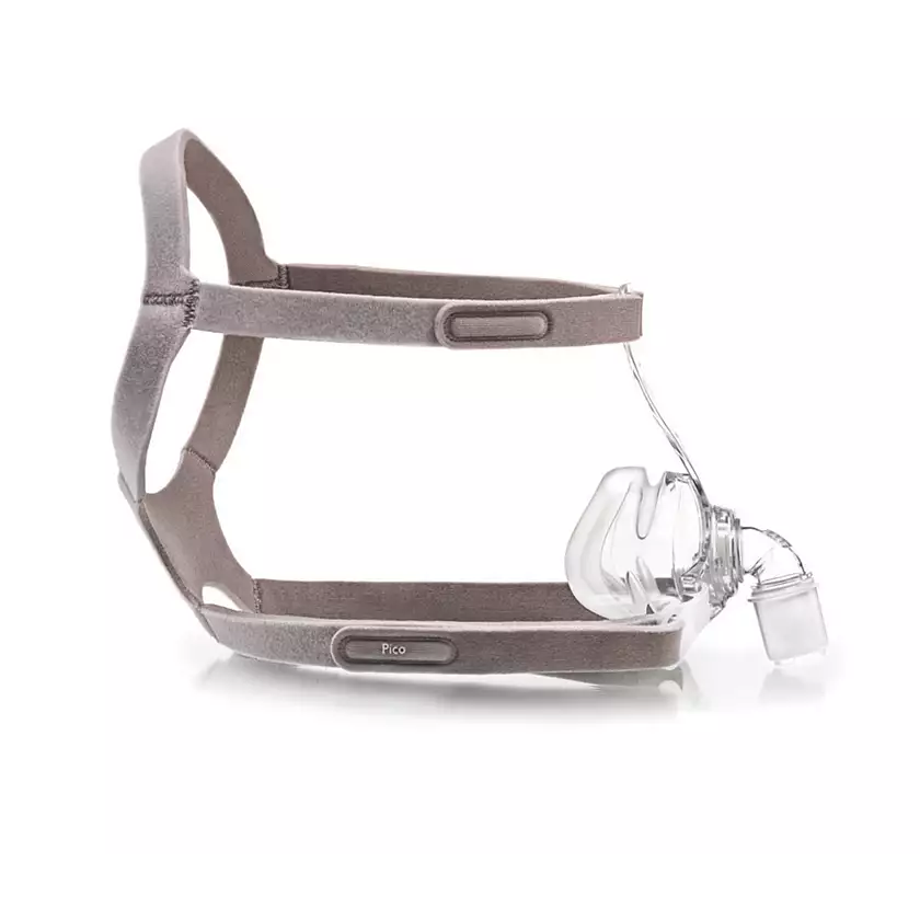 Side view of Philips Respironics Pico Nasal Mask with headgear.
