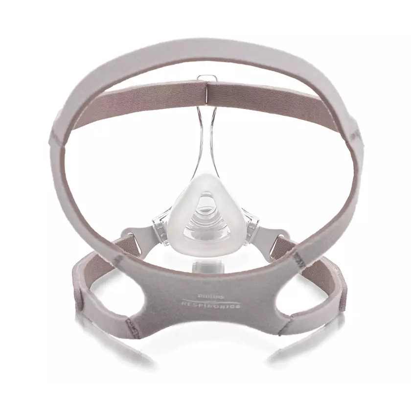 Back view of Philips Respironics Pico Nasal Mask with headgear.