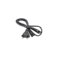 A black power cord with one end having an Indian plug type and the other end a standard C7 connector.