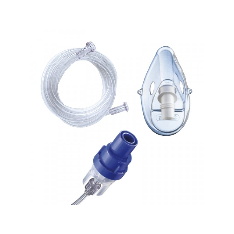 The Philips Respironics HomeNeb includes a disposable nebulizer tube, a disposable pediatric mask, and a disposable SideStream nebulizer chamber.
