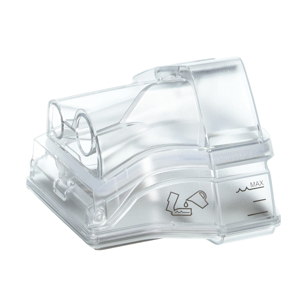 The detachable humidifier of the ResMed AirSense 10 Autoset CPAP device.