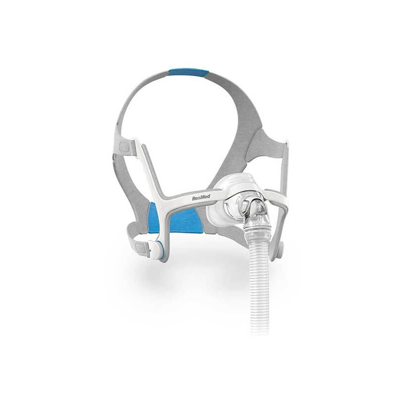 Angled view of the ResMed AirFit N20 Nasal Mask with headgear and magnetic clips.