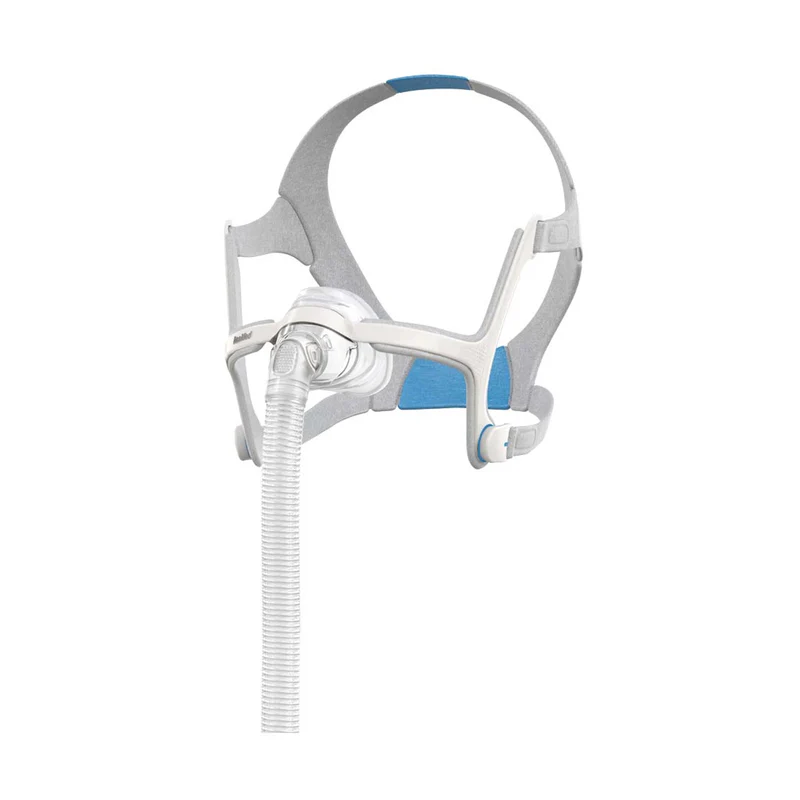 ResMed AirFit N20 Nasal Mask with Headgear and Magnetic Clips connected to CPAP tube.